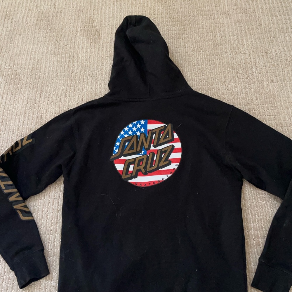 Santa Cruz Skateboards Black Hoodie with Gold and Red Accents - Picture 3 of 5